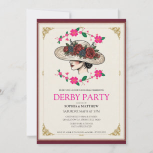 Elegant Kentucky Derby Party Floral Invitation