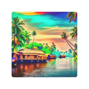 Elegant Kerala natural landscape of coconut trees Metal Print