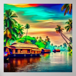Elegant Kerala natural landscape of coconut trees Poster