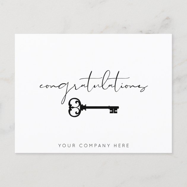 Elegant Key Congratulations New Home Real Estate Postcard | Zazzle