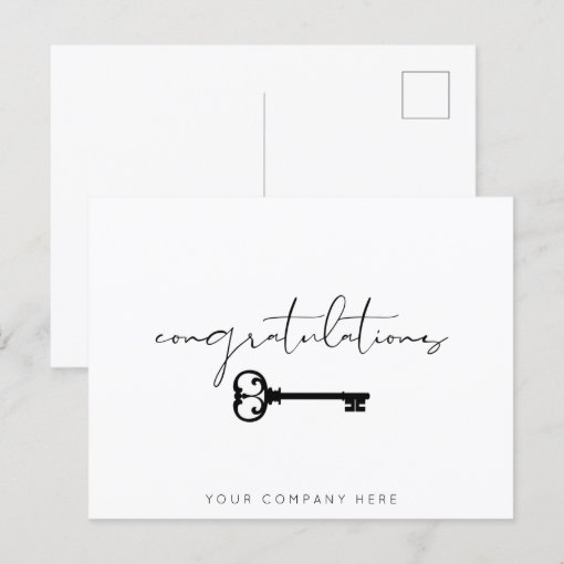 Elegant Key Congratulations New Home Real Estate Postcard | Zazzle