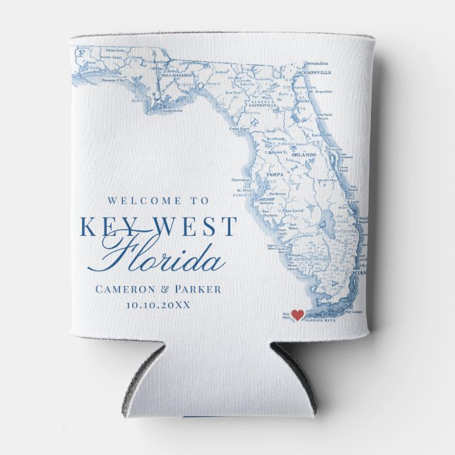 Elegant Key West Florida Wedding Favor Can Cooler (Front)