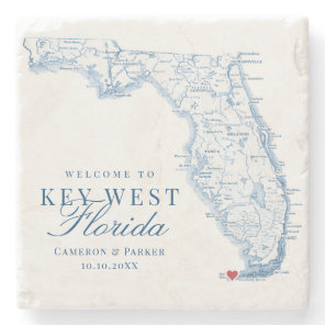 Elegant Key West Florida Wedding Favor Stone Coaster