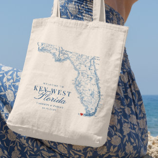 Elegant Key West Florida Wedding Welcome Tote Bag