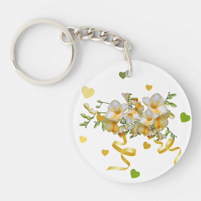 Elegant Keychain with hearts and flowers (Front)