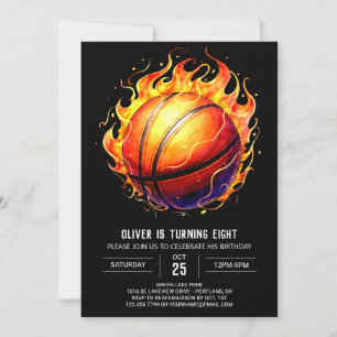 Elegant Kids Basketball Birthday Invitation