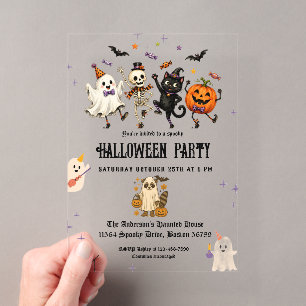 Elegant Kids Costume Party Halloween Acrylic Invitations