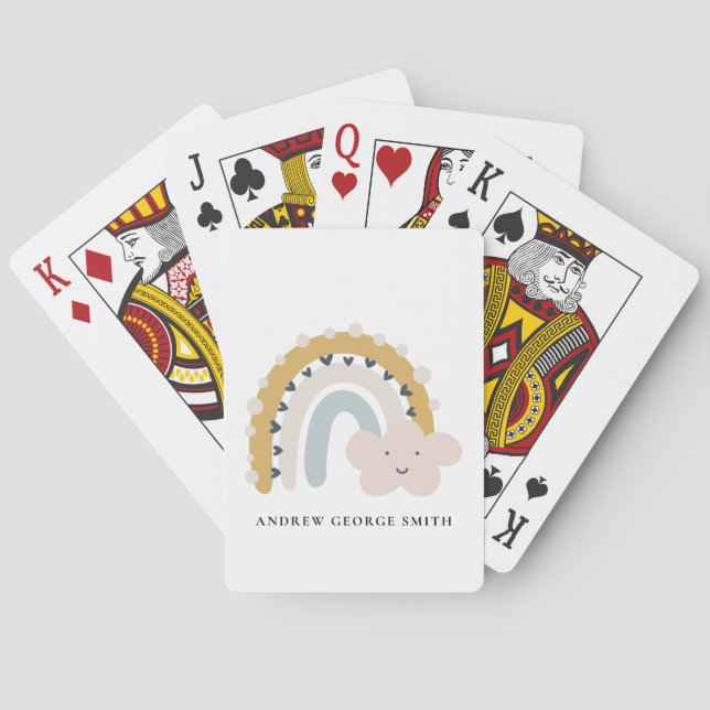 ELEGANT KIDS OCHRE BLUE BLUSH RAINBOW CLOUD POKER CARDS (Back)