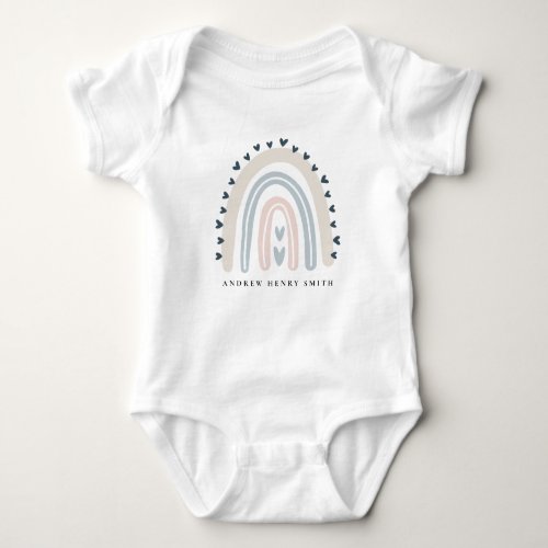 ELEGANT KIDS OCHRE BLUE BLUSH RAINBOW HEART BABY BODYSUIT