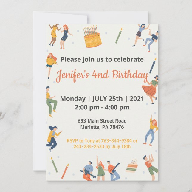 Elegant Kids Theme Birthday  Invitation (Front)