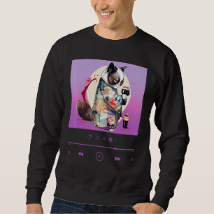 Elegant Kimono-wearing Cat in Japanese Style Sweatshirt