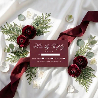 Elegant Kindly Reply Wedding Website RSVP Card