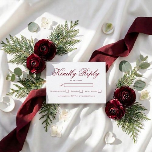 Elegant Kindly Reply Wedding Website RSVP Card