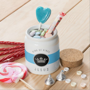 Elegant King of Kings Jesus Crown Christian Candy Jar