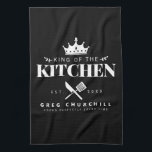 Elegant King of The Kitchen Modern Black with Name Kitchen Towel<br><div class="desc">Perfect gift for your dad,  grandpa,  brother,  or any important man in your life! Easily personalize yours at home!</div>