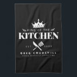 Elegant King of The Kitchen Modern Black with Name Kitchen Towel<br><div class="desc">Perfect gift for your dad,  grandpa,  brother,  or any important man in your life! Easily personalize yours at home!</div>