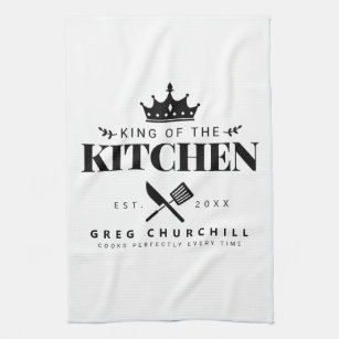 Elegant King of The Kitchen Modern Personalized Kitchen Towel