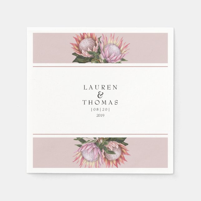 Elegant king protea flower napkins (Front)