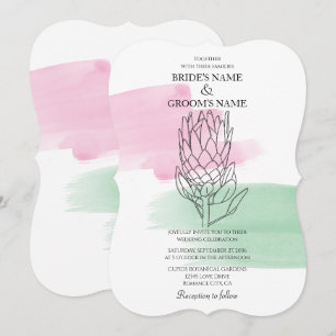Elegant King Protea Watercolor Wedding Invitations