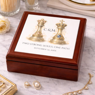 Elegant King Queen Couple Keepsake Gift Gold Box
