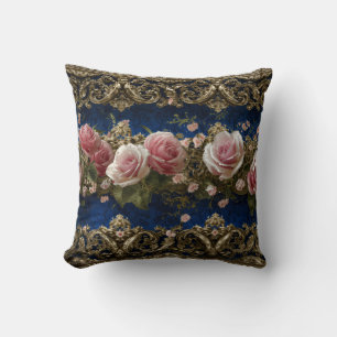 Elegant King Size Duvet Cover with Golden Patterns Throw Pillow