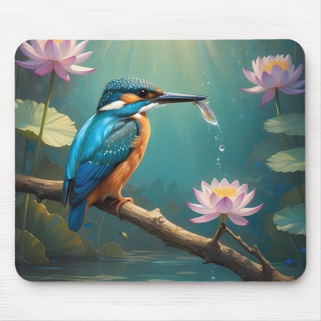 Elegant Kingfisher Bird  Mouse Pad (Front)