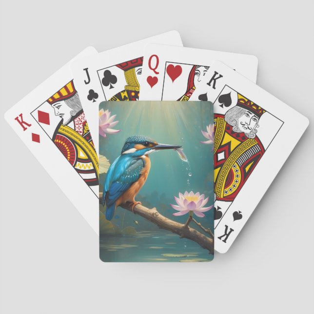 Elegant Kingfisher Bird  Poker Cards (Back)