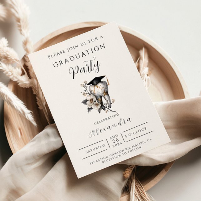 Elegant Kintsugi Floral Dental Graduation Invitation (Creator Uploaded)