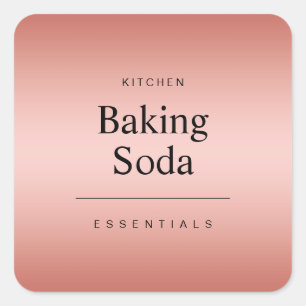 Elegant Kitchen Baking Soda Rose Gold Color Square Sticker