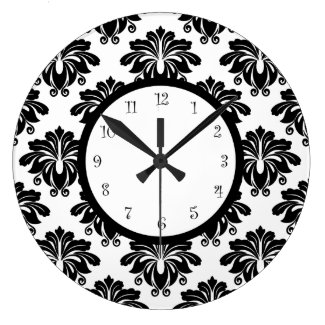 Elegant Kitchen Damask Wall Decor Large Clock