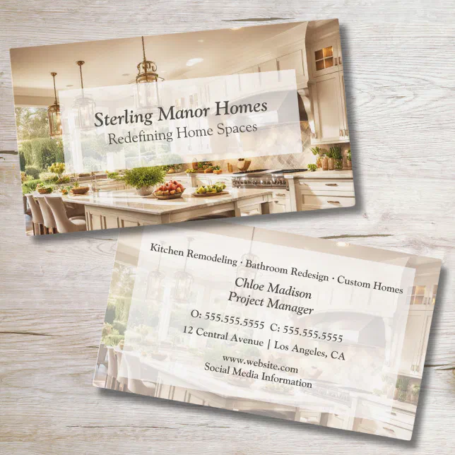 Kitchen Business Card Examples Elegant Kitchen Remodeling & Construction Business Card | Zazzle
