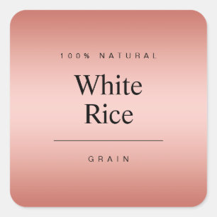 Elegant Kitchen White Rice Rose Gold Color Square Sticker