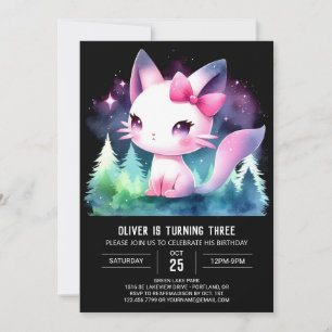 Elegant Kitten Cat Birthday Invitation
