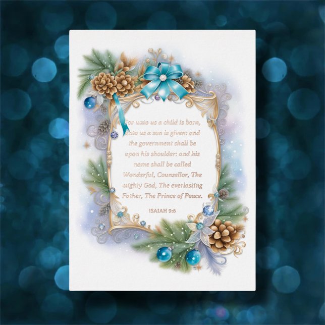 Elegant KJV Isaiah Verse Christian Christmas  Foil Holiday Card (Creator Uploaded)