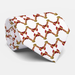 Elegant Knitted Rings Red Gold Pattern Necktie, Cr Neck Tie