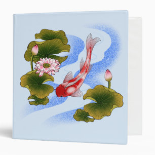 Elegant koi carp in lotus pond 3 ring binder