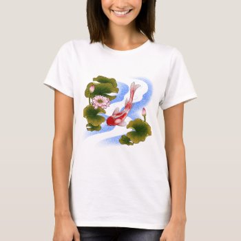 Elegant Koi Carp In Lotus Pond  T-shirt by YANKAdesigns at Zazzle