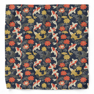 Elegant Koi Fish and Lotus Pattern Bandana