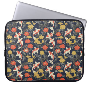 Elegant Koi Fish and Lotus Pattern Laptop Sleeve