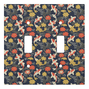 Elegant Koi Fish and Lotus Pattern Light Switch Cover