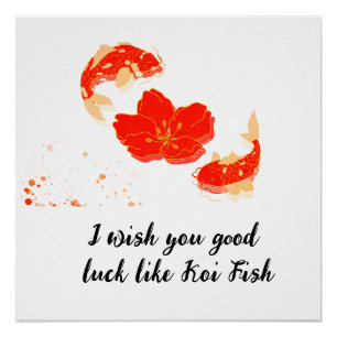 Elegant Koi Fish and Red Blossom Art Japanese S Poster