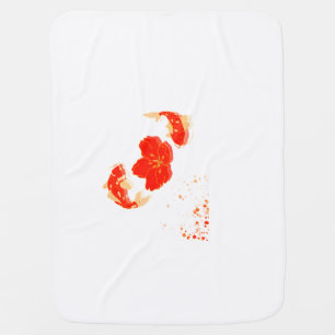 Elegant Koi Fish and Red Blossom Art Japanese St Baby Blanket