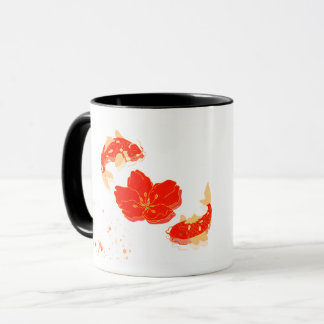 Elegant Koi Fish and Red Blossom Art | Japanese St Mug