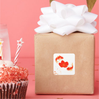 Elegant Koi Fish and Red Blossom Art | Japanese St Square Sticker