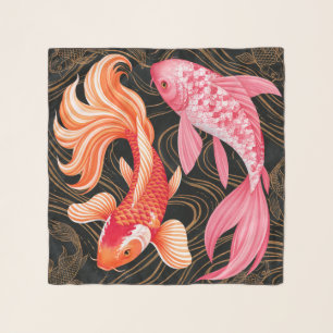 Elegant Koi Fish Japanese Watercolor Scarf