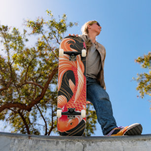 Elegant Koi Fish Japanese Watercolor Skateboard