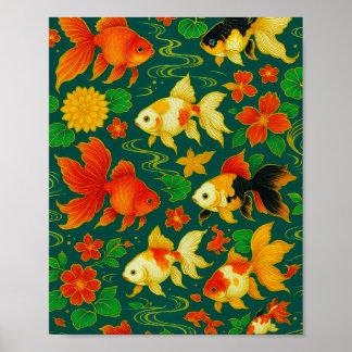Elegant Koi Pond Pattern Poster