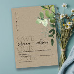 ELEGANT KRAFT GREEN EUCALYPTUS FOLIAGE WATERCOLOR SAVE THE DATE<br><div class="desc">If you need any further customisation please feel free to message me on yellowfebstudio@gmail.com.</div>