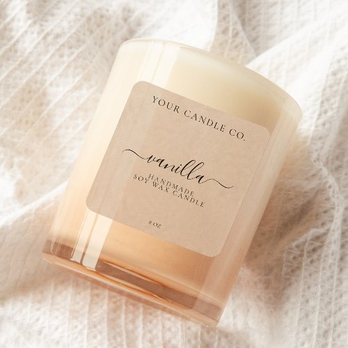 Elegant Kraft Minimalist Script Candle Label