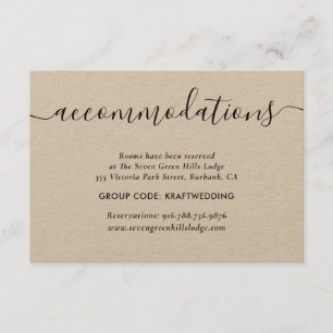 Elegant Kraft Paper Wedding Accommodation Cards